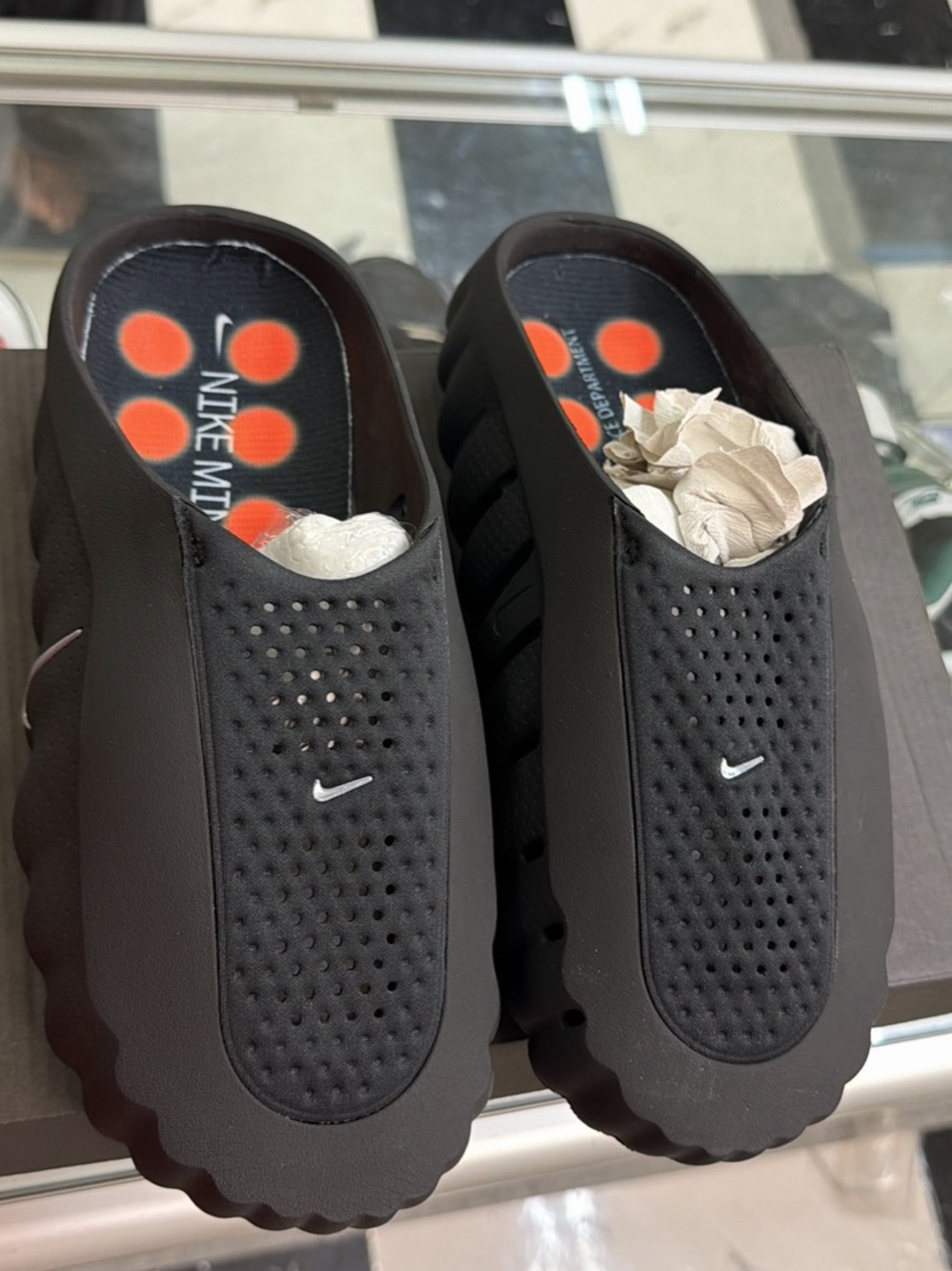 Nike Black Perforated Slip-On Cushioned Sandals